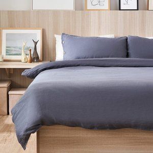 CO-Z King Size 3 Piece Farmhouse Duvet Cover Set (104"x90") - Dark Grey